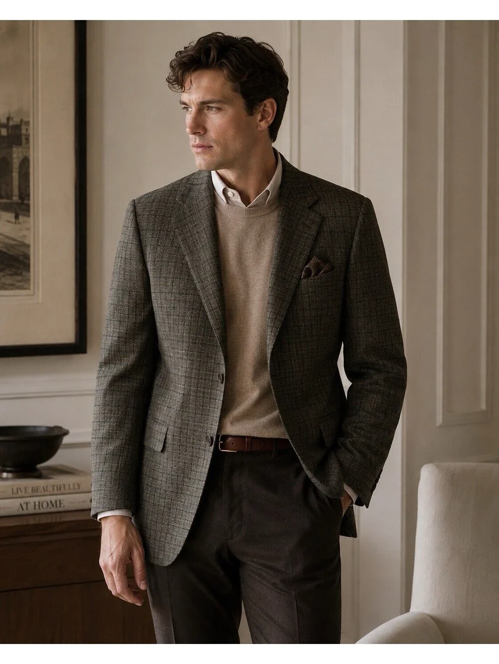 Vintage Oscar de La Renta Men’s 42S 100% Wool Plaid Blazer Sport Coat Jacket